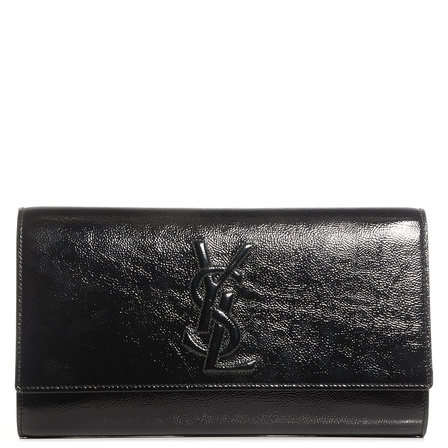 Textured Patent Monogram Large Belle De Jour Clutch Black