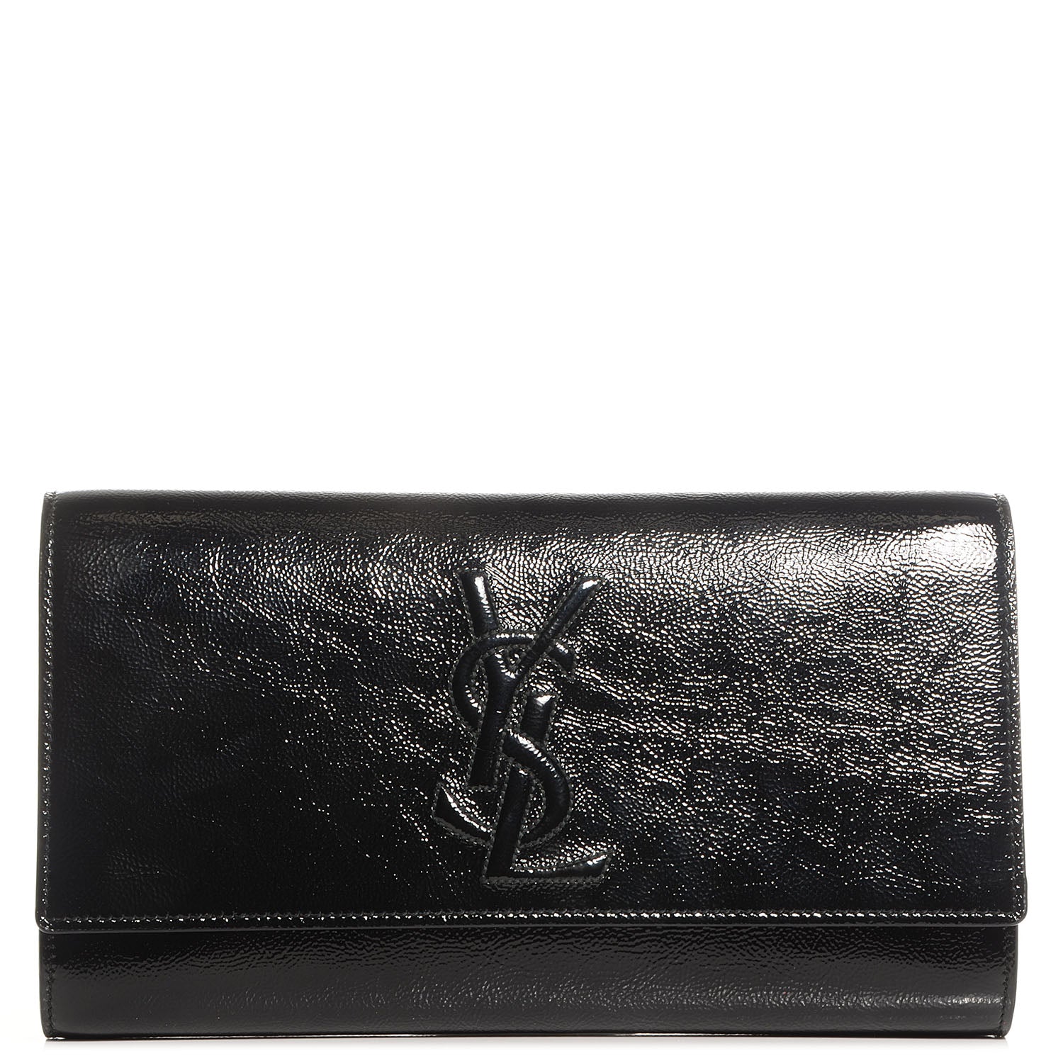 Saint Laurent Textured Patent Monogram Large Belle De Jour Clutch Black 1 of 8