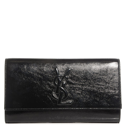 Saint Laurent Textured Patent Monogram Large Belle De Jour Clutch Black 1 of 8