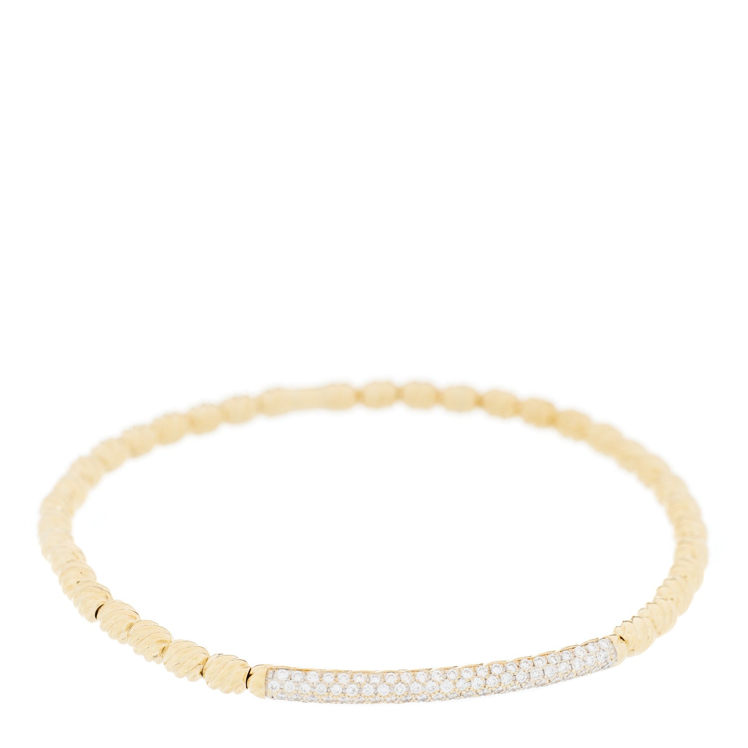 David Yurman 18K Yellow Gold Diamond Petite Pave Flex Bracelet 1 of 3