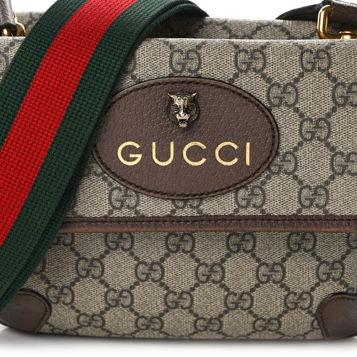 Gucci GG Supreme Monogram Web Small Neo Vintage Double Flap Messenger Bag Beige New Acero 8 of 16