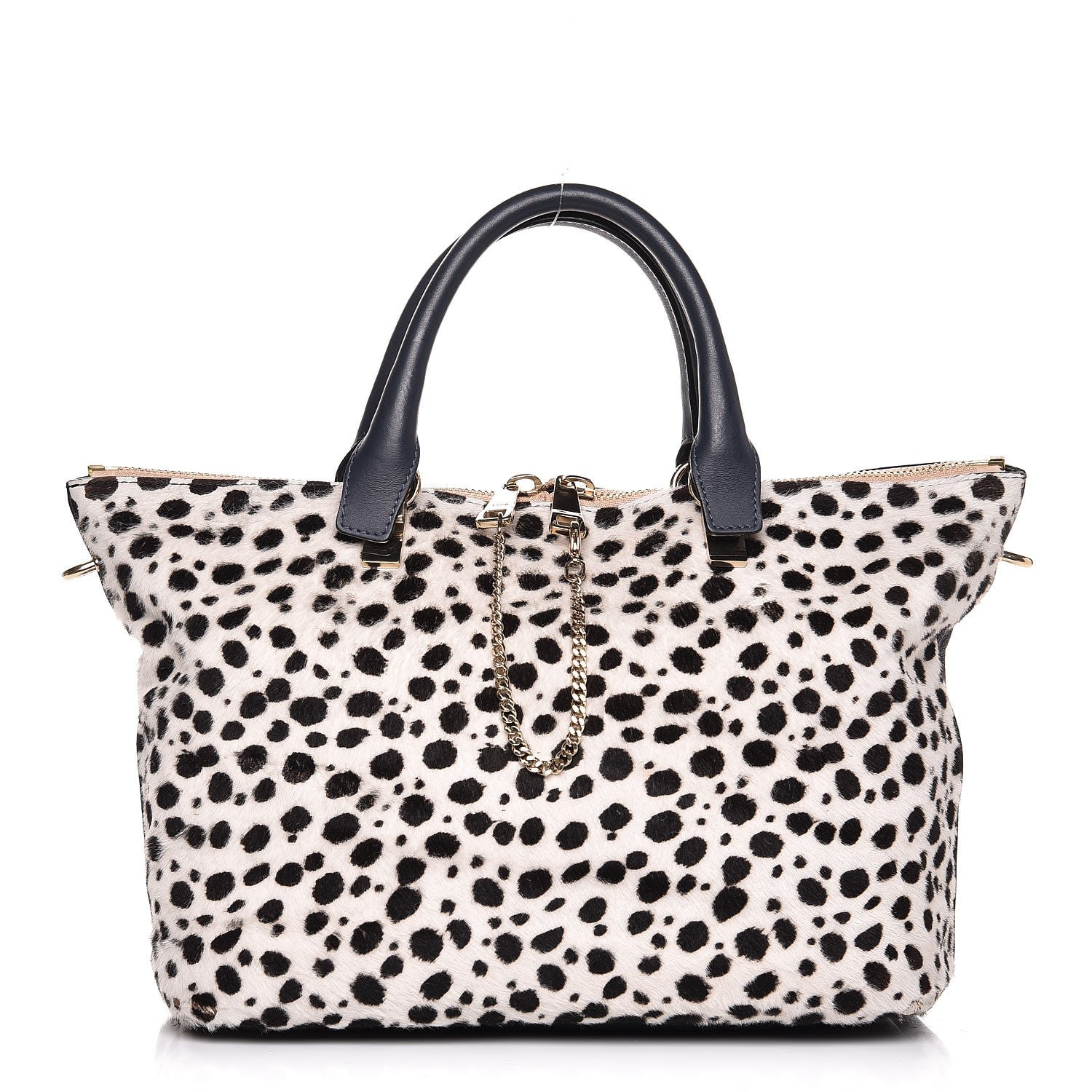 Chloe Calf Hair Medium Baylee Tote White Black 1 of 9