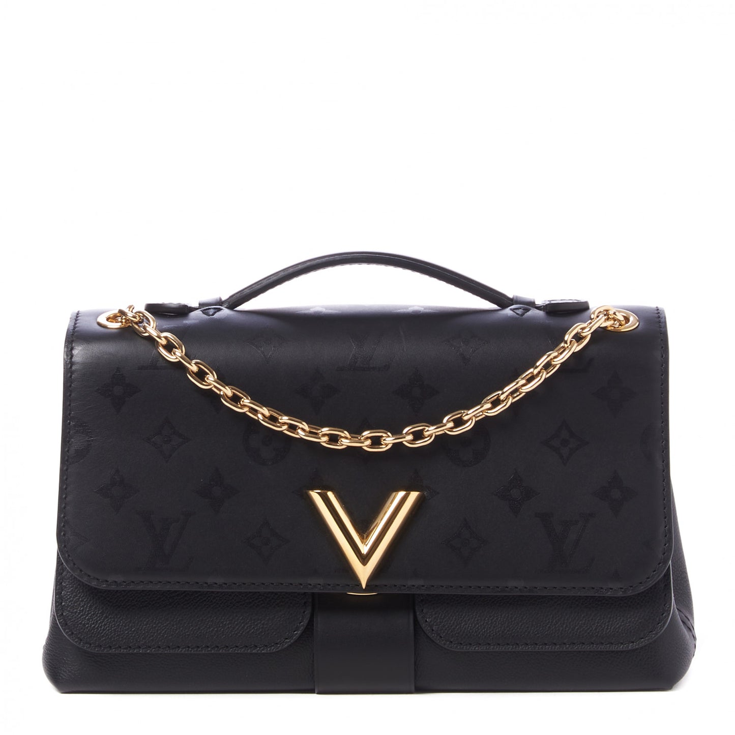 Monogram Cuir Plume Ecume Very Chain Bag Black