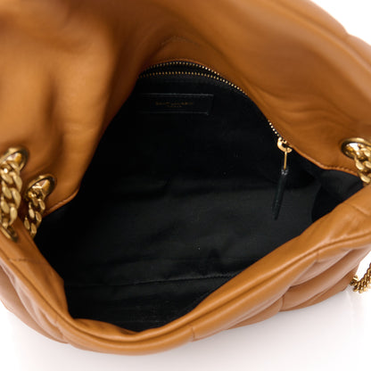 Saint Laurent Lambskin Quilted Medium Loulou Puffer Monogram Chain Satchel Miel Dark 5 of 11