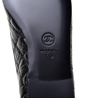Chanel Aged Calfskin Quilted Cap Toe Ballerina Flats 37.5 Black 6 of 8