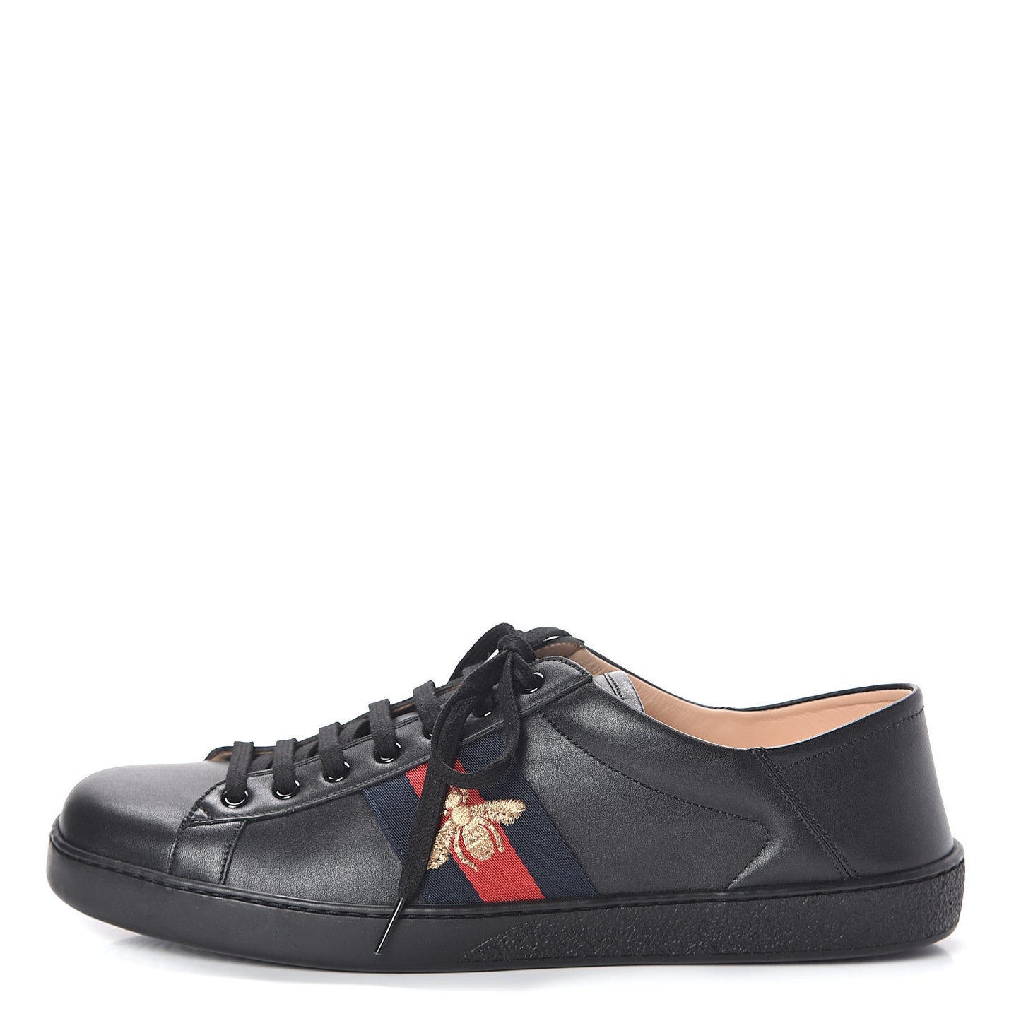 Calfskin Bee Embroidered Mens Ace Sneakers 12.5 Black