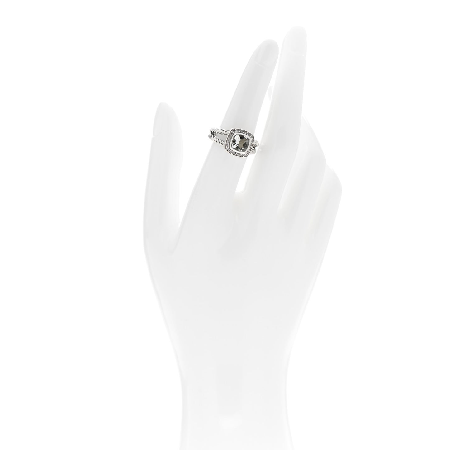 Sterling Silver Diamond Prasiolite 7mm Petite Albion Ring 52 6