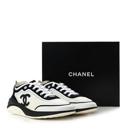 Chanel Lycra Womens CC Sneakers 40 White Black 10 of 10