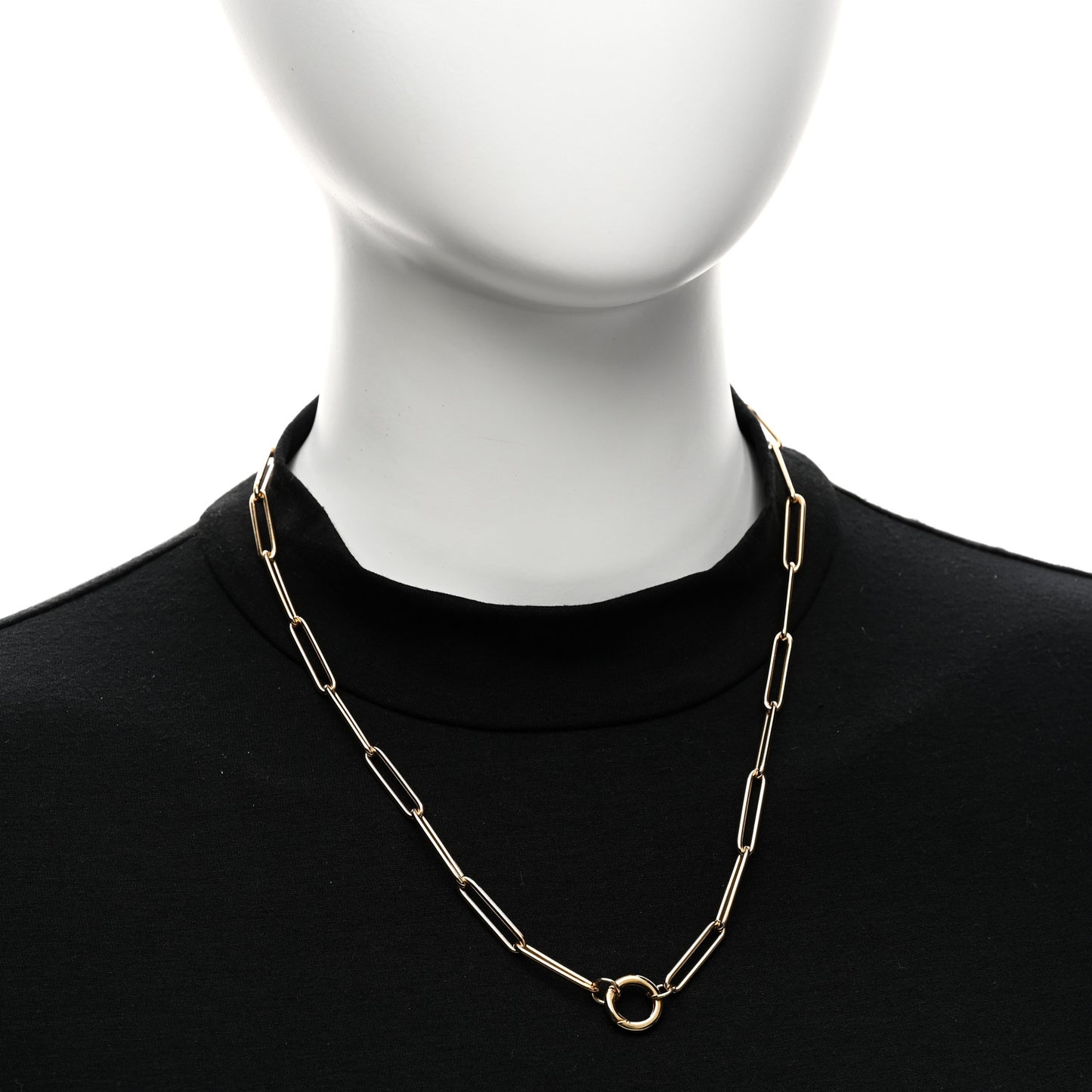 18K Yellow Gold Classic Fob Open Clip Chain Necklace
