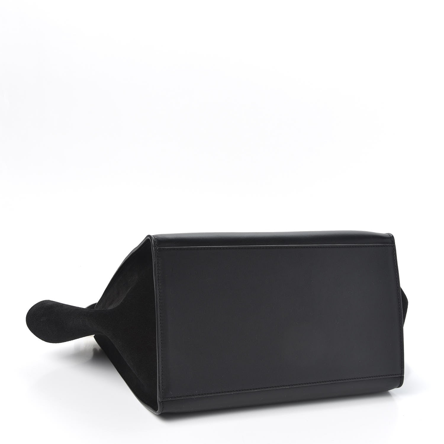 Celine Crocodile Embossed Calfskin Suede Medium Trapeze Black 3 of 8