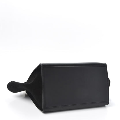 Celine Crocodile Embossed Calfskin Suede Medium Trapeze Black 3 of 8