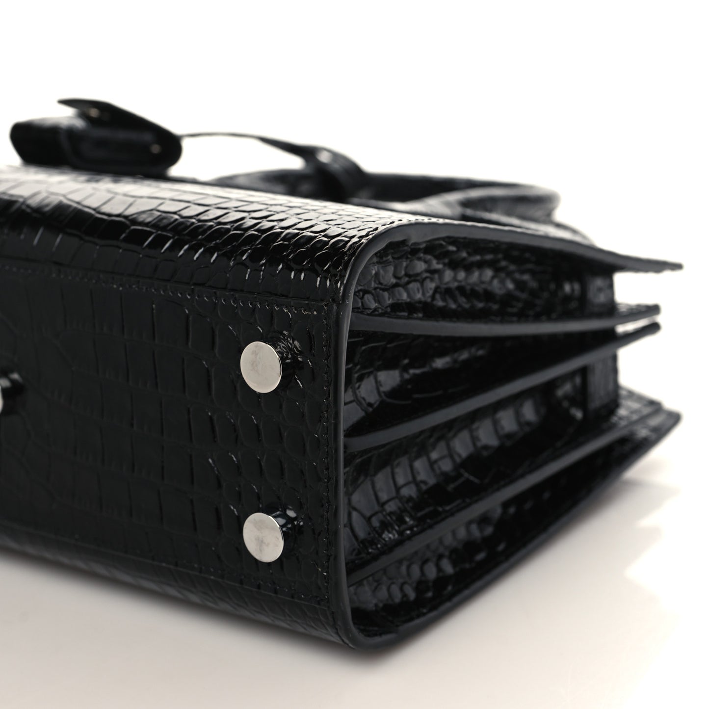 Calfskin Crocodile Embossed Nano Sac De Jour Black
