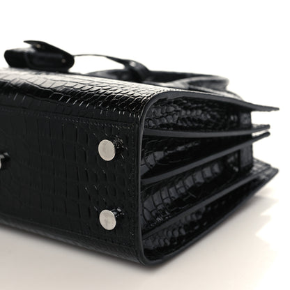 Saint Laurent Calfskin Crocodile Embossed Nano Sac De Jour Black 9 of 9