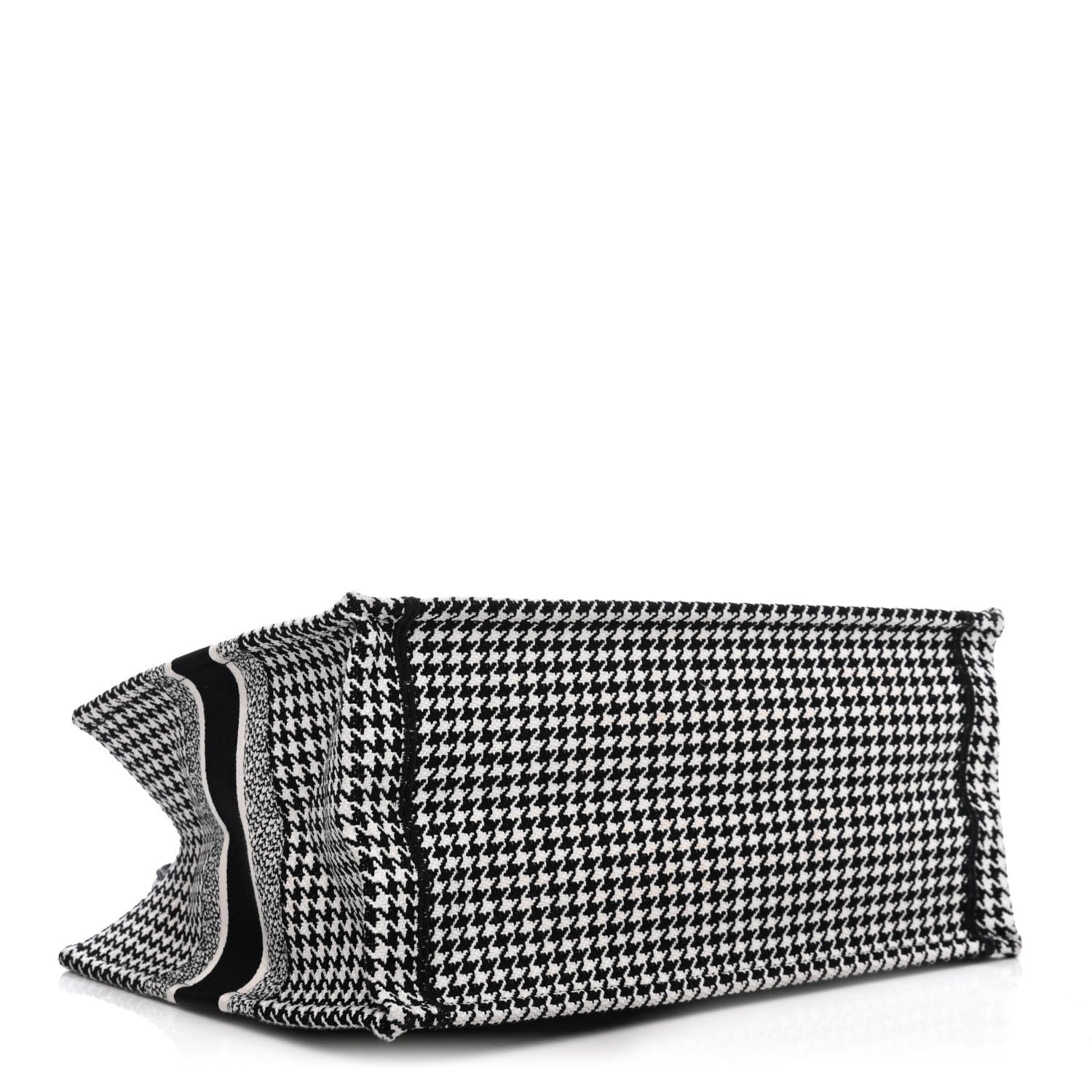 Christian Dior Canvas Houndstooth Embroidered Medium Book Tote Black White 3 of 4
