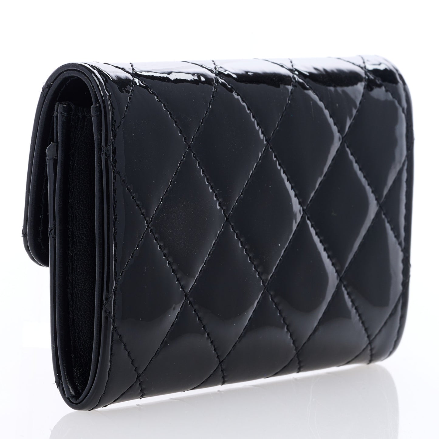 Patent Quilted Reissue Flap Card Holder So Black