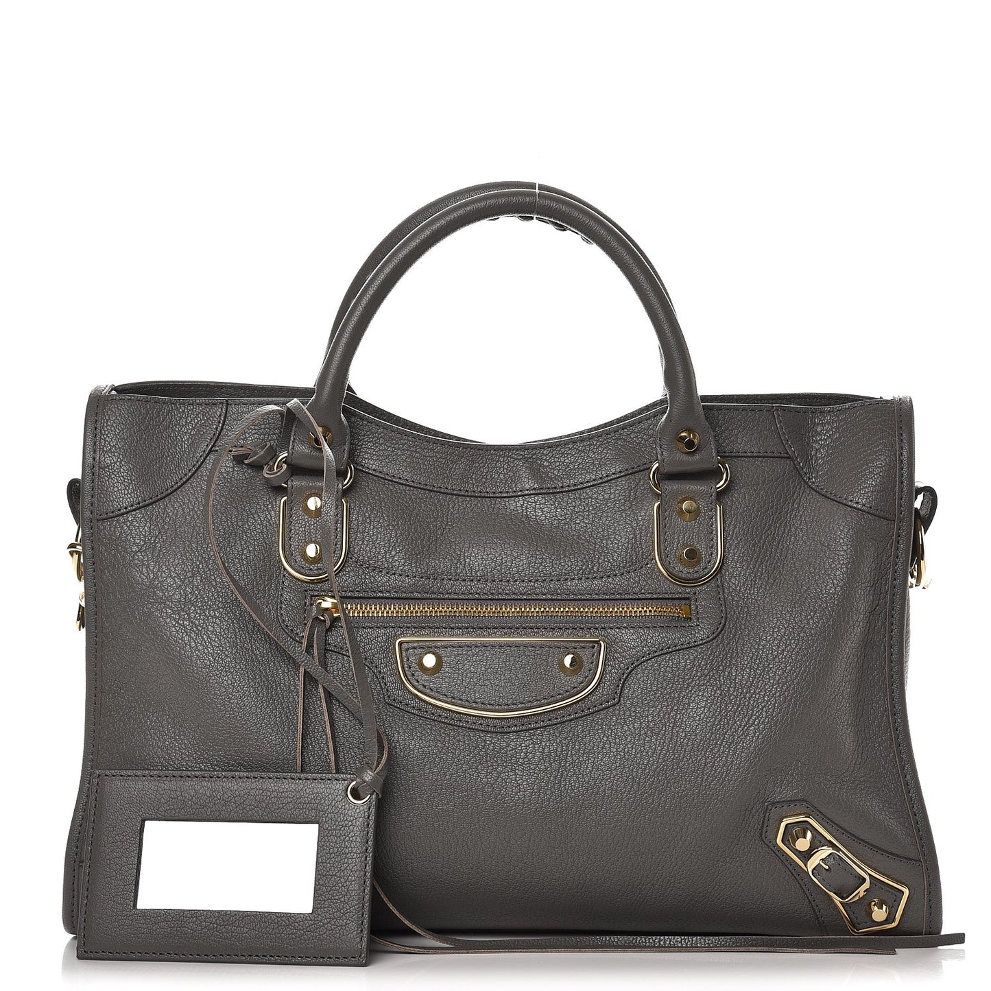 Chevre Gold Metallic Edge Hardware City Gris Acier