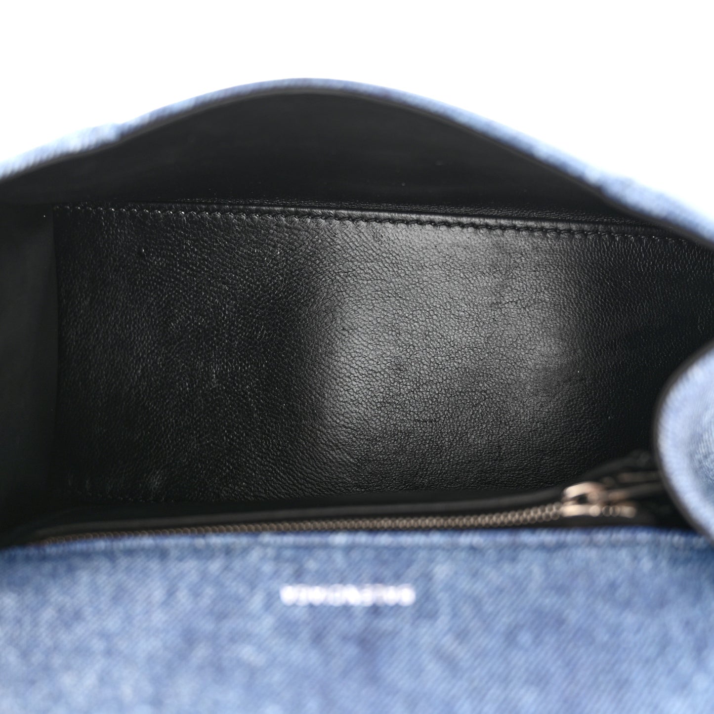 Nappa Denim Printed Small Hourglass Top Handle Bag Denim Blue