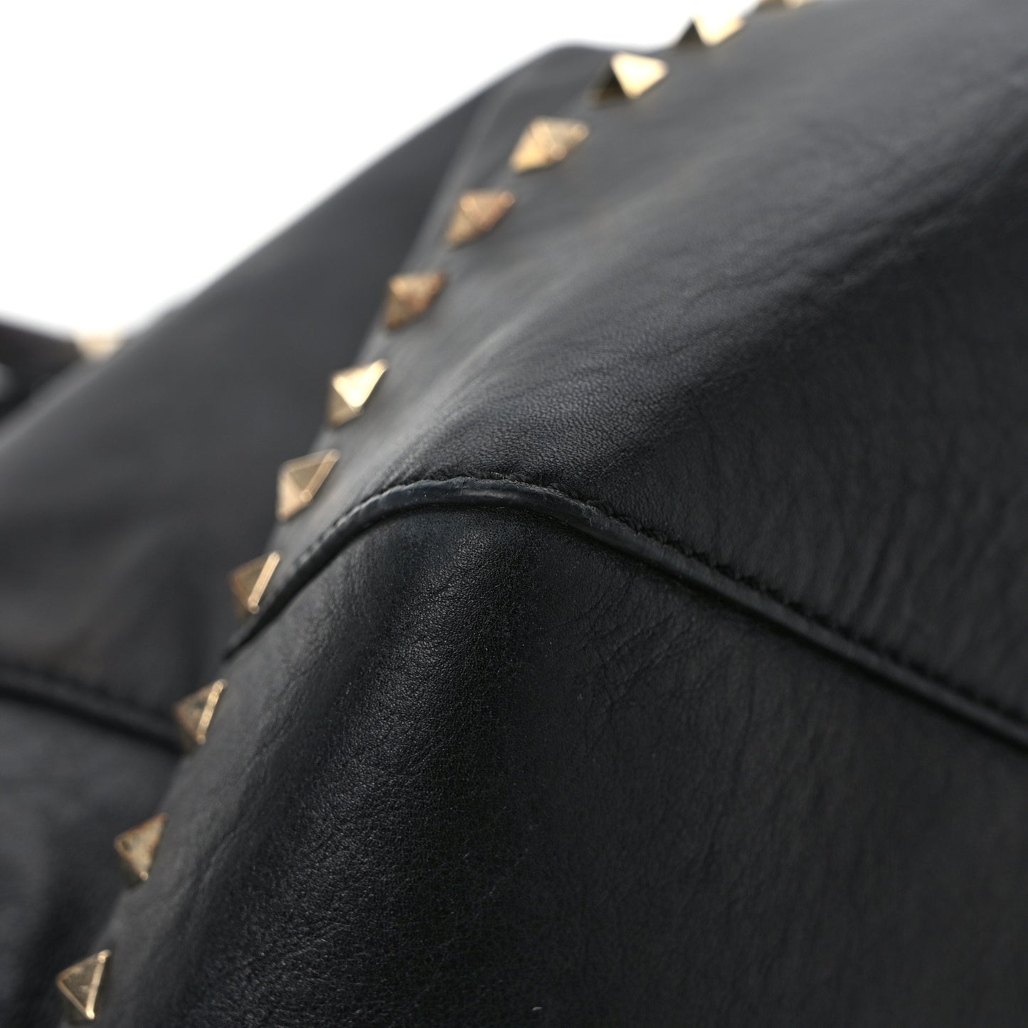 Calfskin Rockstud New Dome Bucket Tote Black