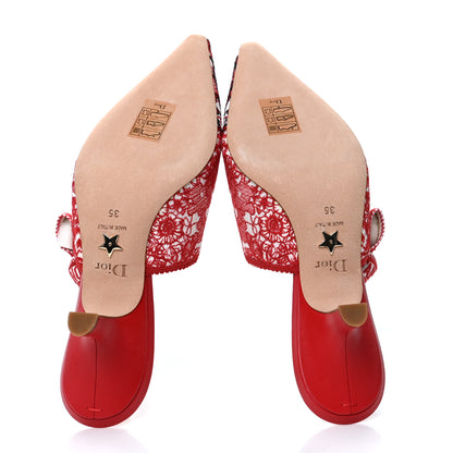 Christian Dior Cotton Ribbon Dioramour D-Royaume J'Adior Slingback 65mm Pumps 35 White Deep Red 5 of 8