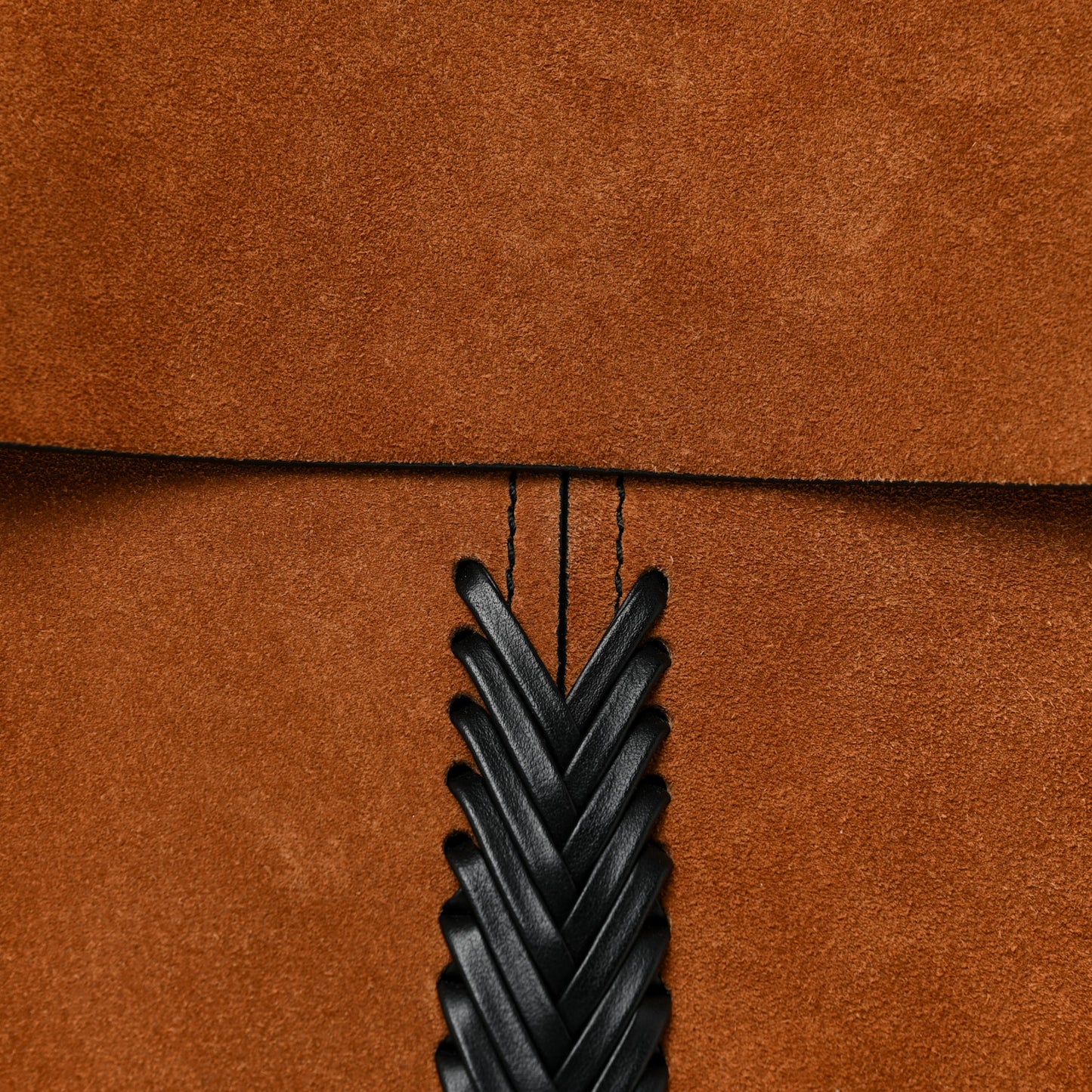 Suede Crochet Curl Satchel Wood