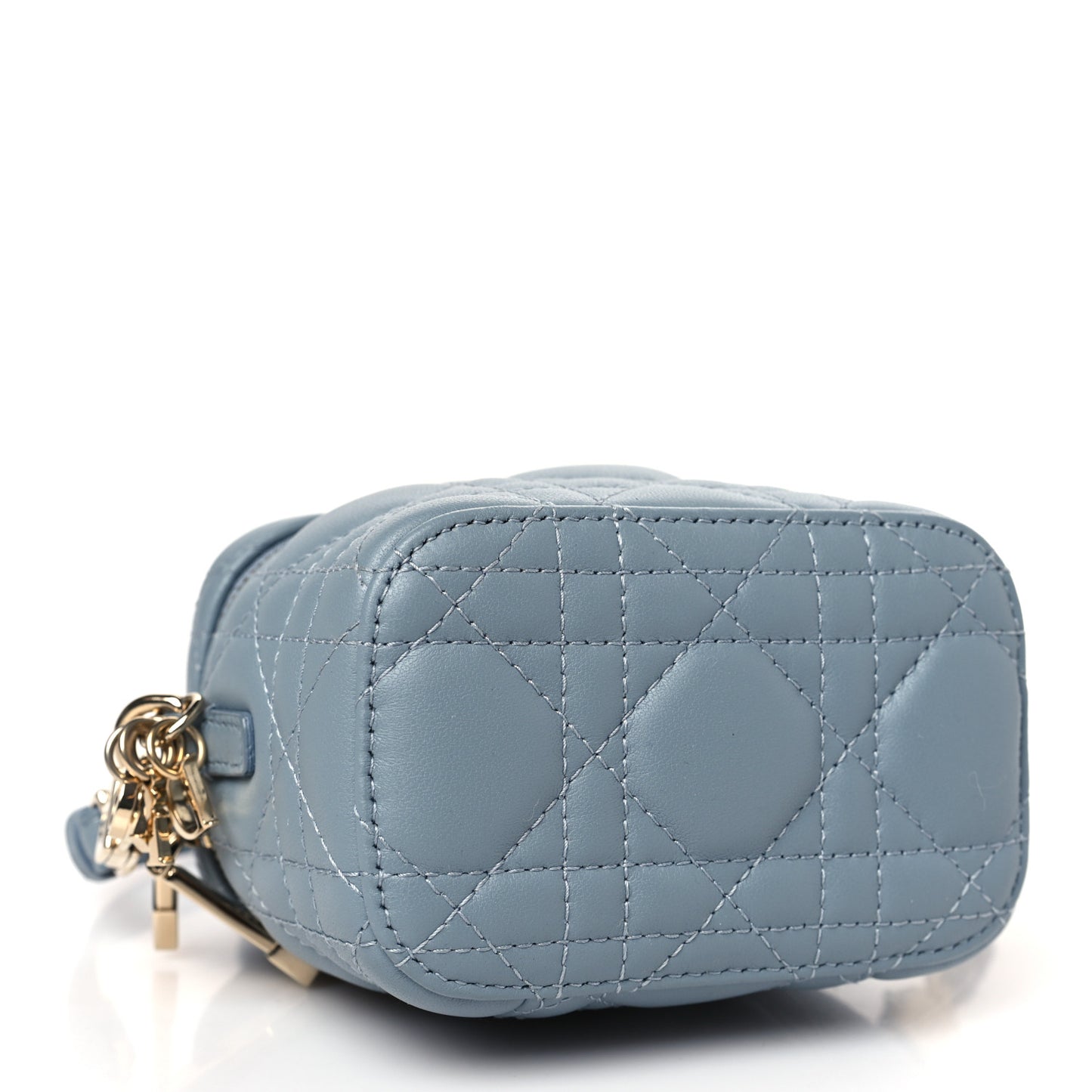 Lambskin Cannage Micro Lady Dior Vanity Case Cloud Blue