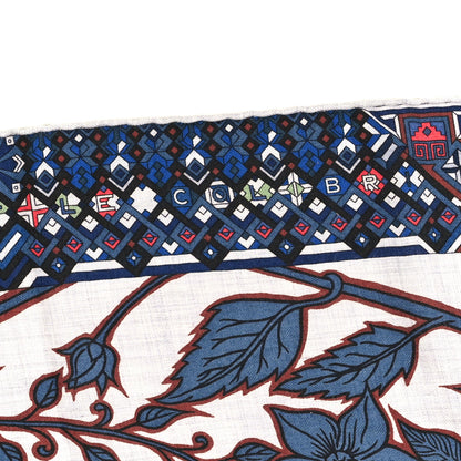 Hermes Cashmere Silk Le Jaguar Et Le Colibri Shawl 140 Gris Chine Bleu Acajou 3 of 3