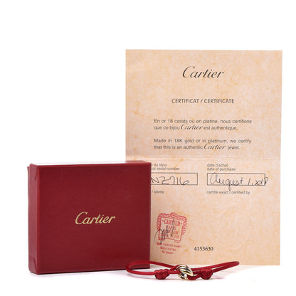 Cartier 18K Pink Yellow White Gold Trinity Cord Bracelet Red 7 of 7