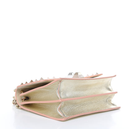 Fendi Vitello Catalan Mirror Scalloped Multi Studded Small Kan I Shoulder Bag Champagne 4 of 11