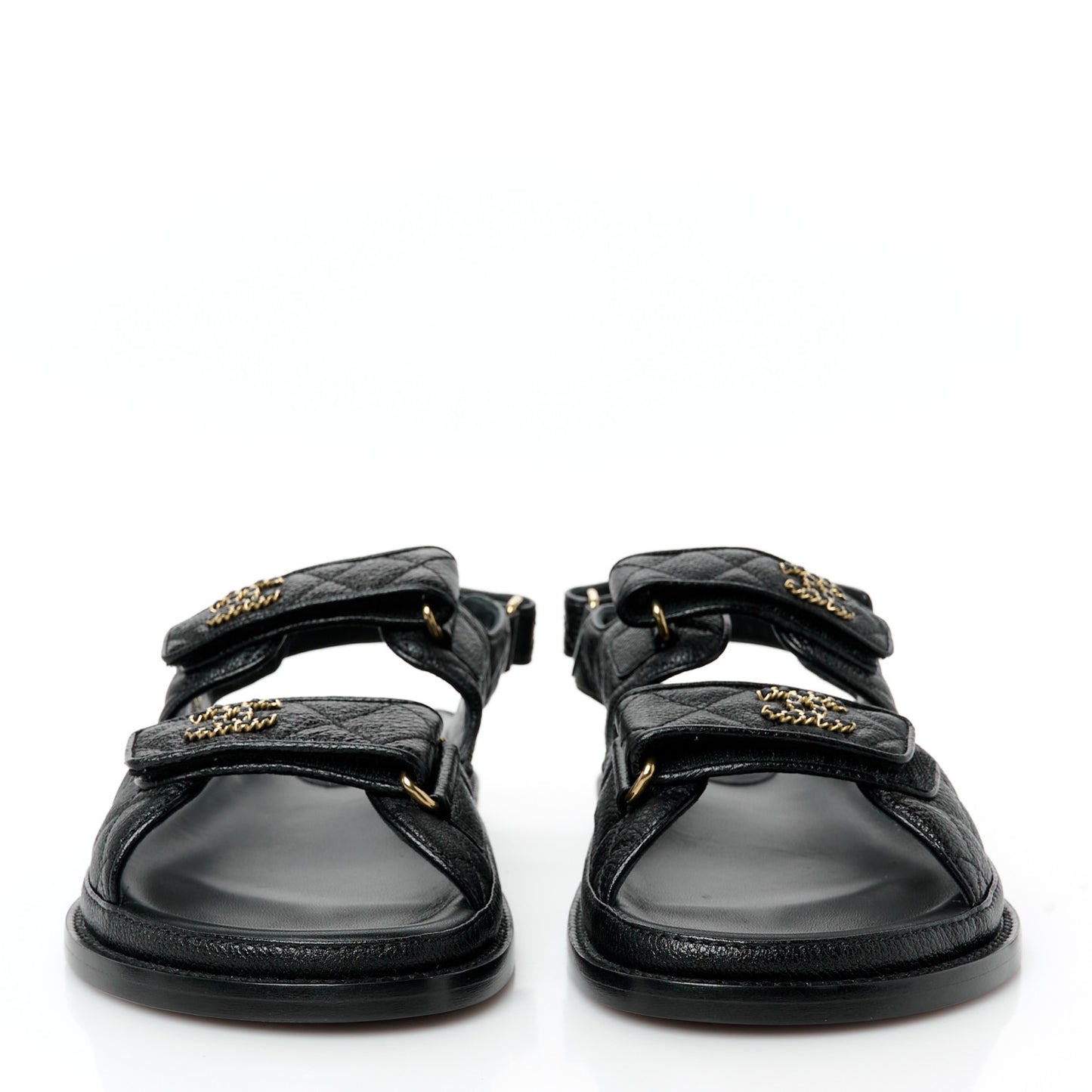Grained Calfskin Velcro Dad Sandals 39.5 Black