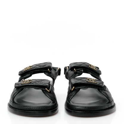 Chanel Grained Calfskin Velcro Dad Sandals 39.5 Black 3 of 10