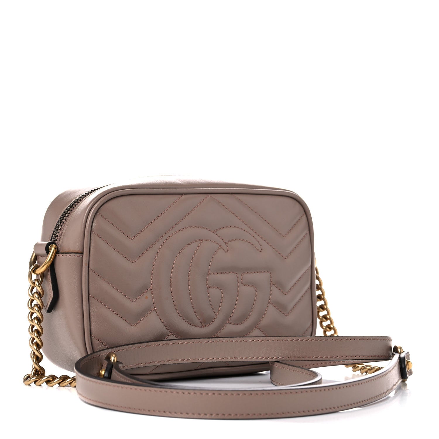 Gucci Calfskin Matelasse Mini GG Marmont Chain Shoulder Bag Porcelain Rose 3 of 11