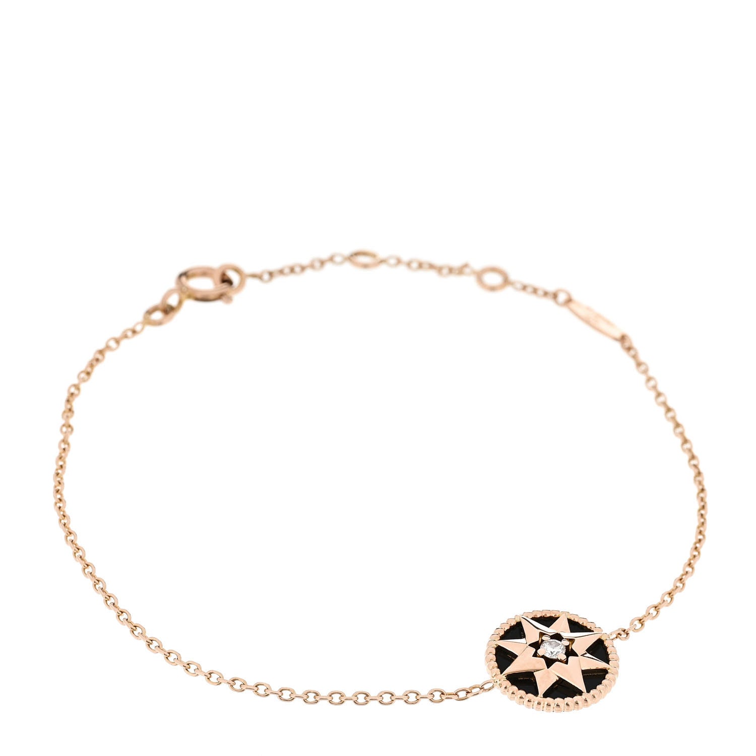 Christian Dior 18K Rose Gold Diamond Black Onyx Rose Des Vents Bracelet 1 of 5