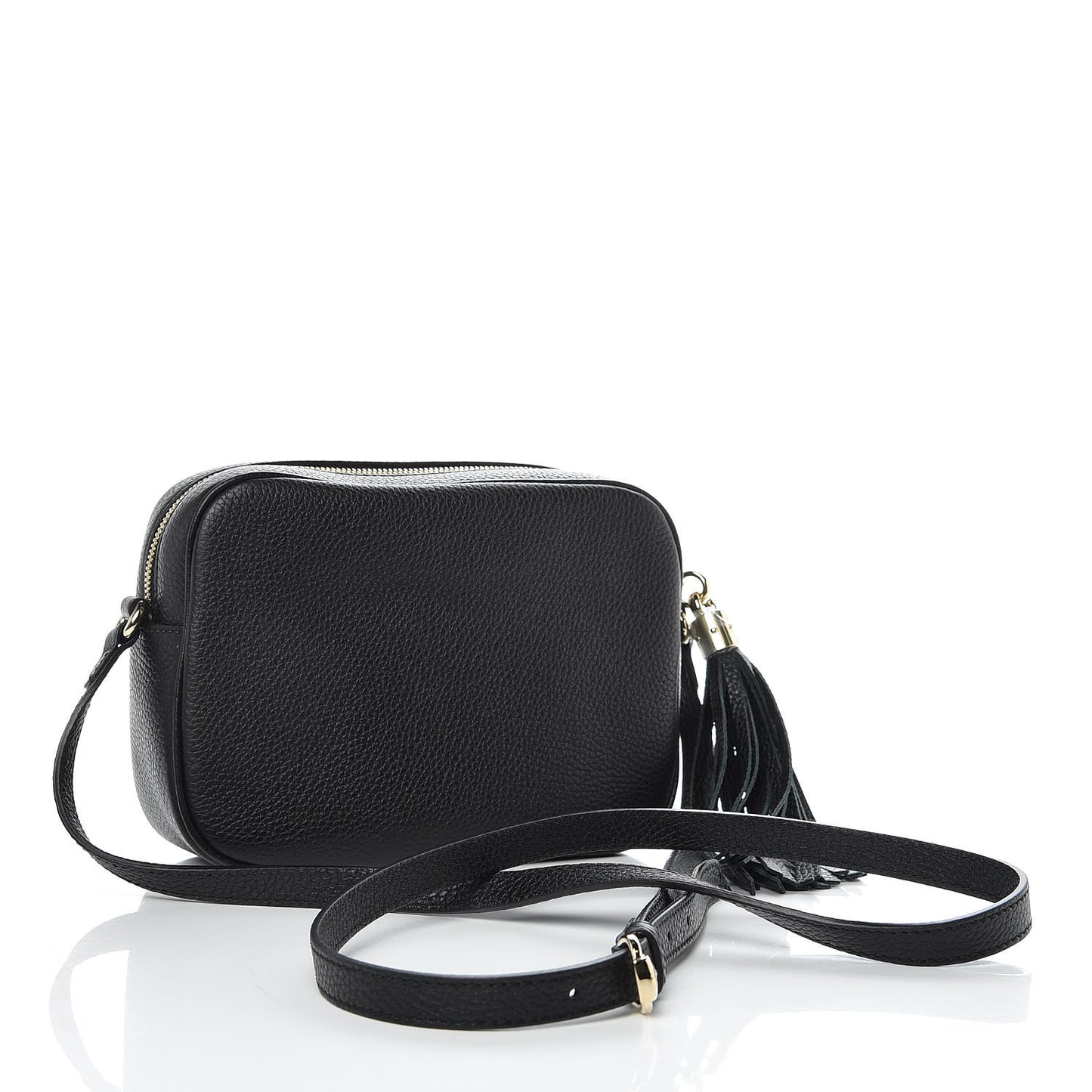 Pebbled Calfskin Small Soho Disco Bag Black