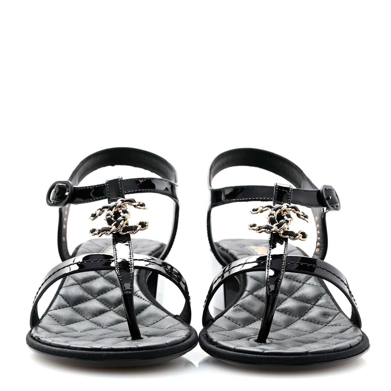 Chanel Patent CC Logo Thong Sandals 39.5 Black 3 of 10