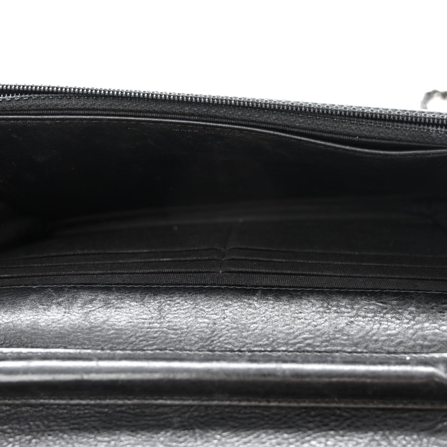 Crumpled Calfskin Quilted Wallet On Chain WOC So Black