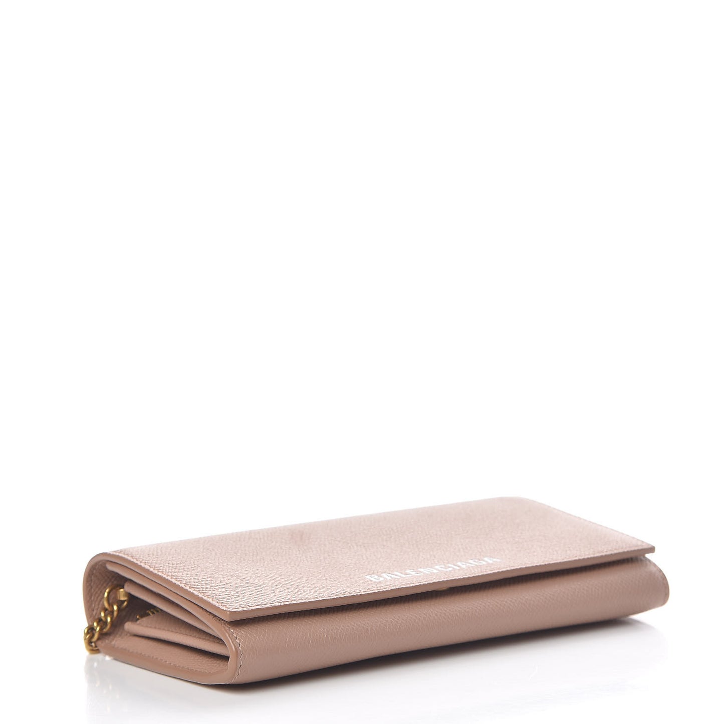 Signature Grained Calfskin Logo Ville Continental Wallet on Chain Beige