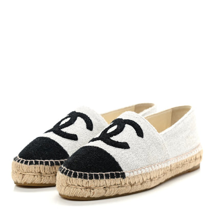 Chanel Terry Cloth CC Espadrilles 36 Silver Black 3 of 10