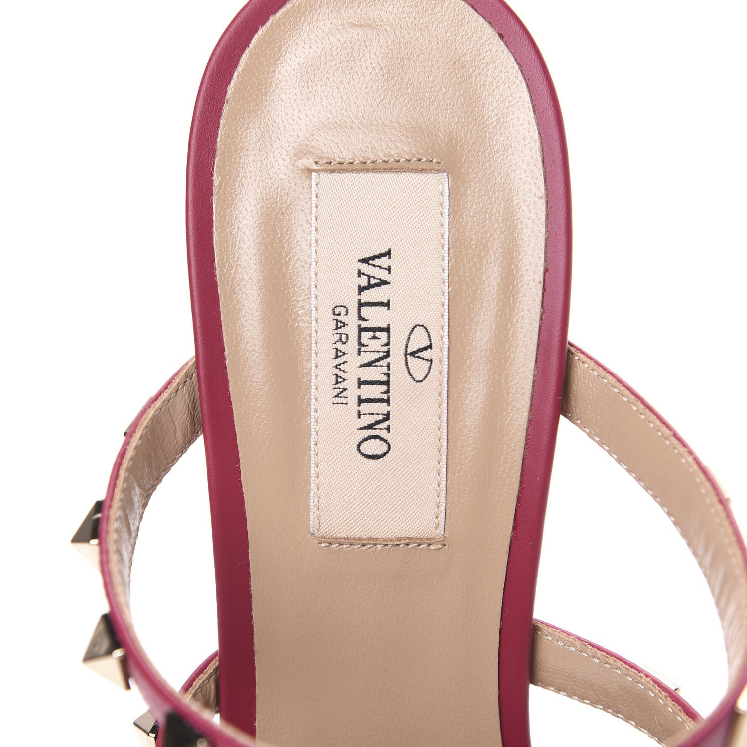 Valentino Garavani Pebbled Rockstud 90mm Cage Mules 38 Raspberry 6 of 9