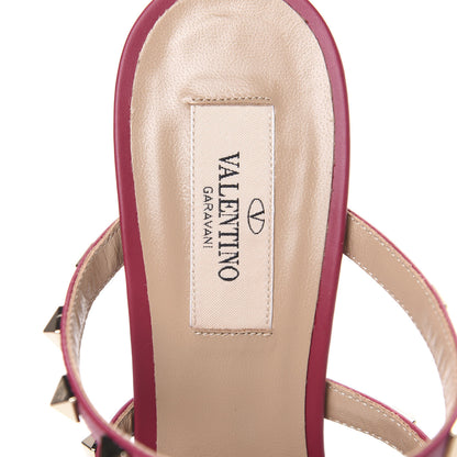 Valentino Garavani Pebbled Rockstud 90mm Cage Mules 38 Raspberry 6 of 9