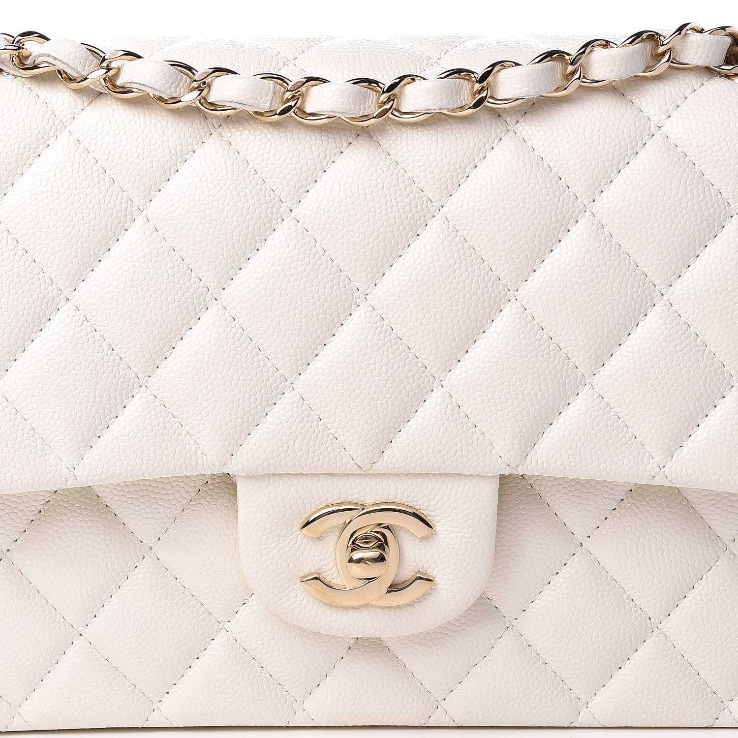 Chanel Caviar Quilted Medium Double Flap White 8 of 14