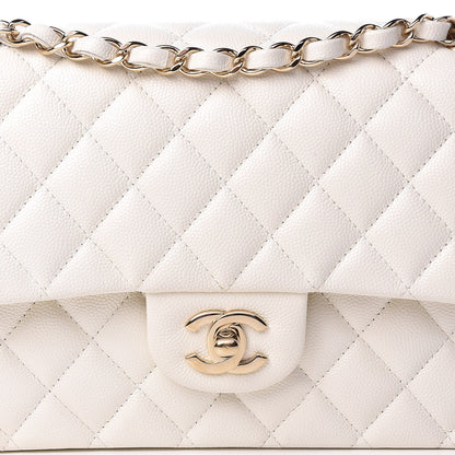 Chanel Caviar Quilted Medium Double Flap White 8 of 14