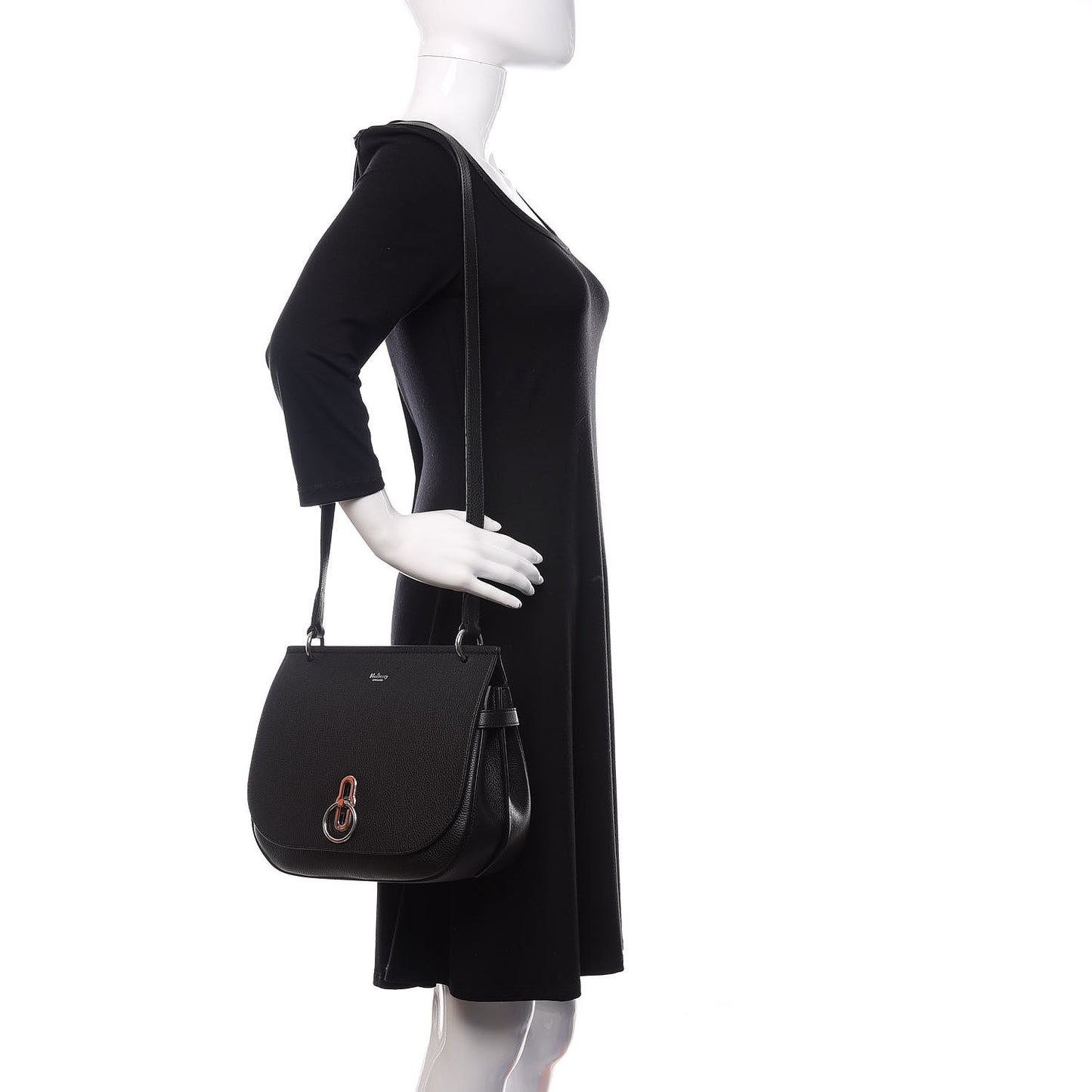 Small Classic Grain Calfskin Amberley Satchel Black