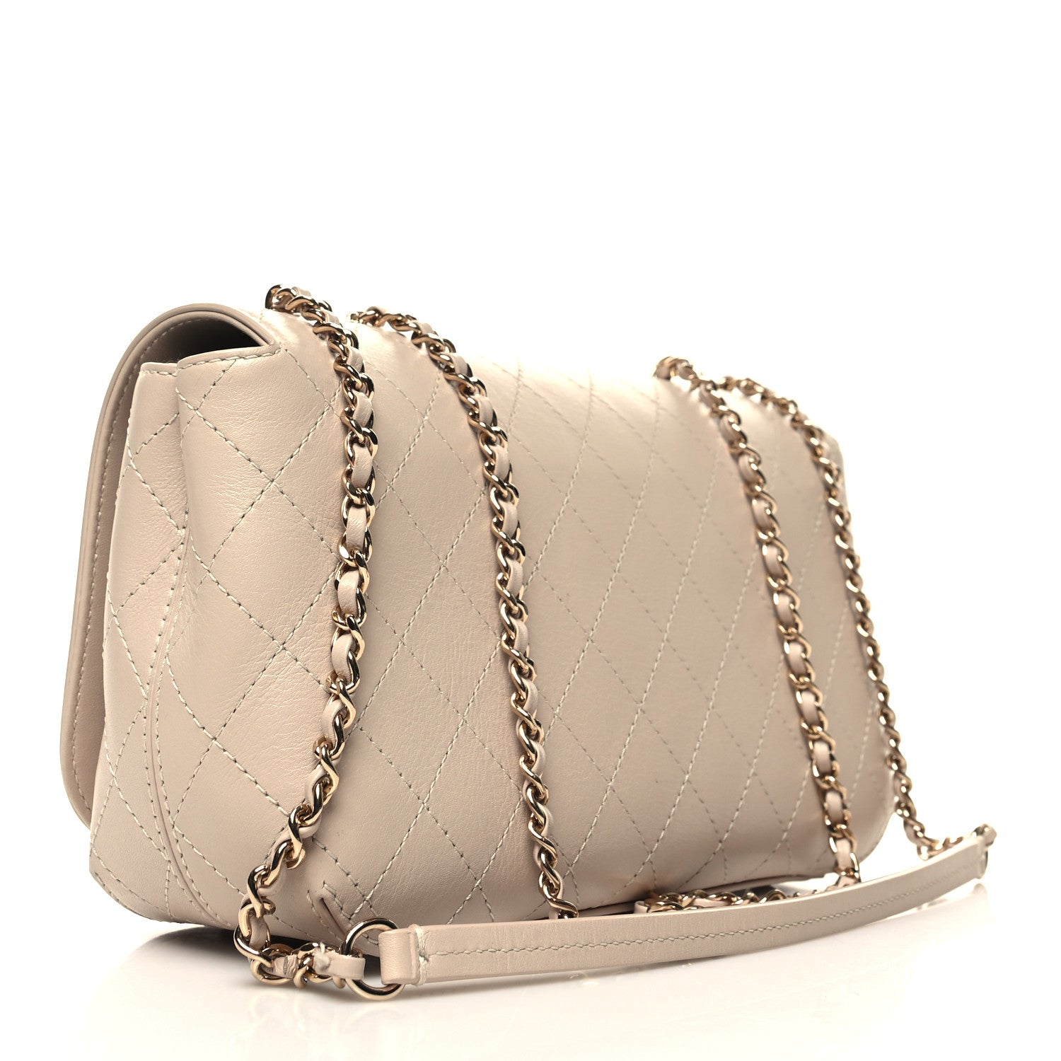 Chanel Calfskin Stitched Medium Covered CC Flap Bag Beige 3 of 11