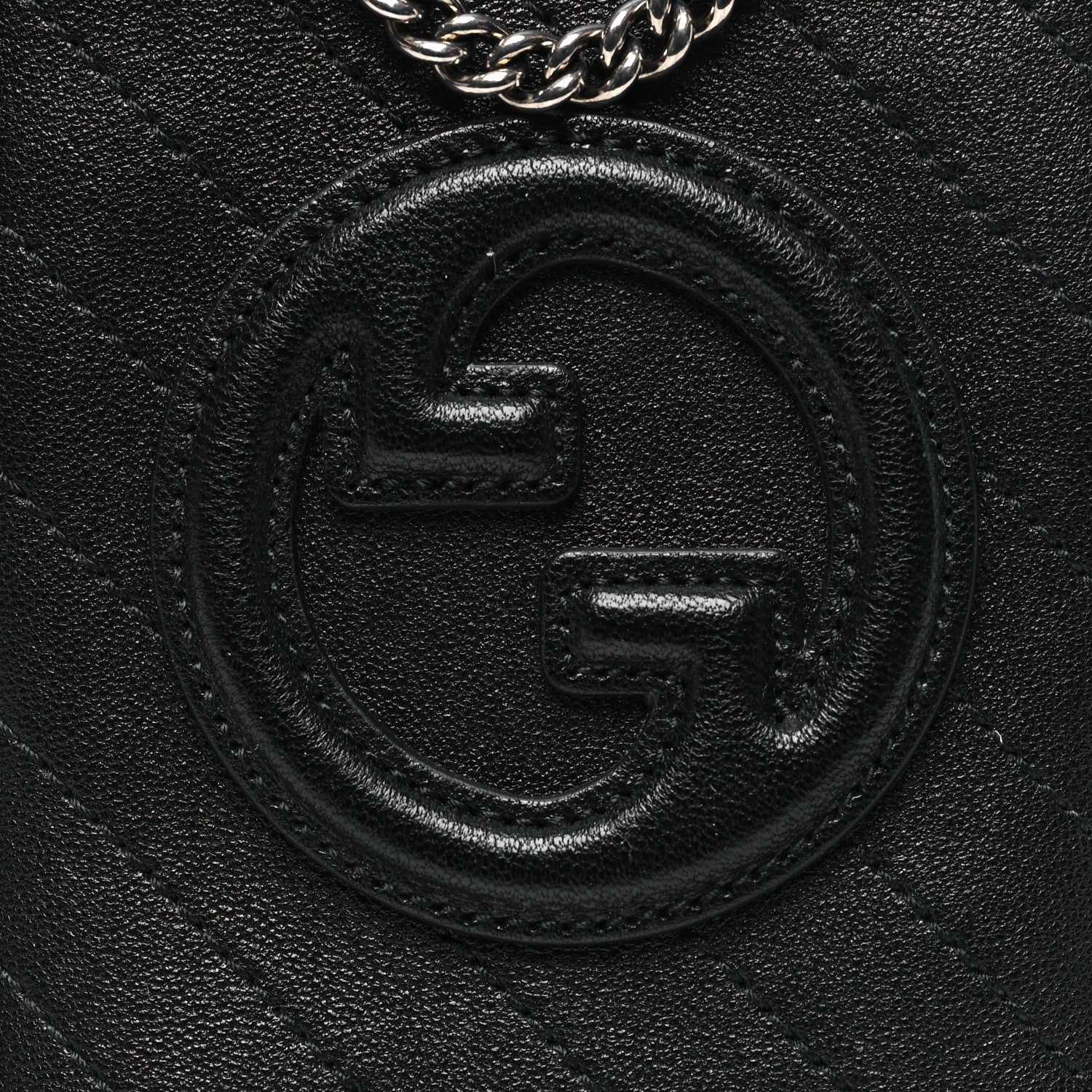 Gucci Sakai Be Green Calfskin Diagonal Stitched Mini Blondie Vertical Shoulder Bag Black 8 of 10