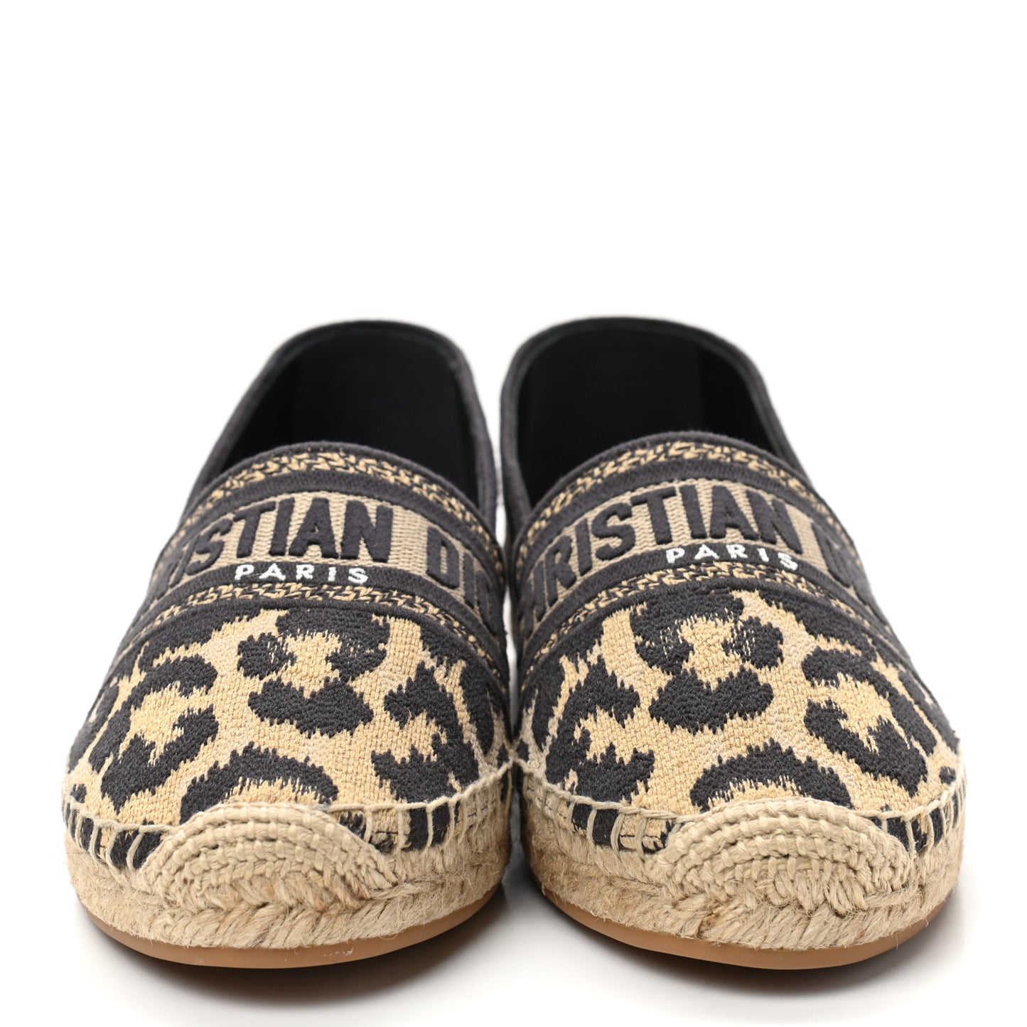 Cotton Embroidered Leopard Print Granville Espadrille 39 Natural