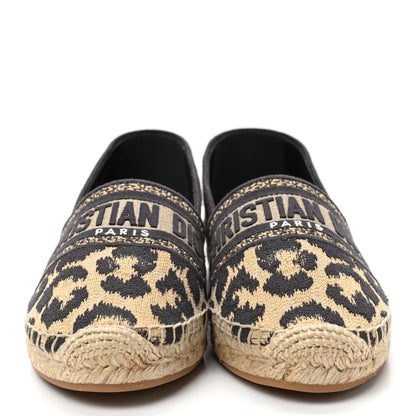 Christian Dior Cotton Embroidered Leopard Print Granville Espadrille 39 Natural 2 of 8