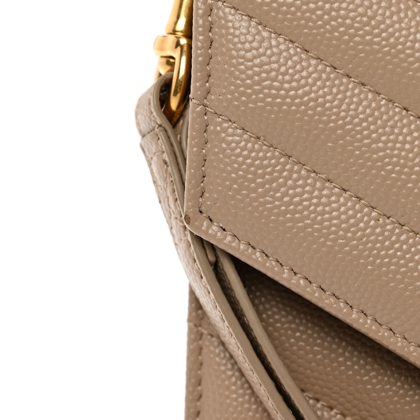 Grain De Poudre Matelasse Chevron Monogram Envelope Clutch Dark Beige
