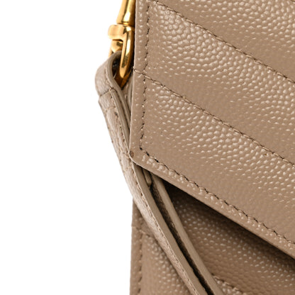 Saint Laurent Grain De Poudre Matelasse Chevron Monogram Envelope Clutch Dark Beige 6 of 9