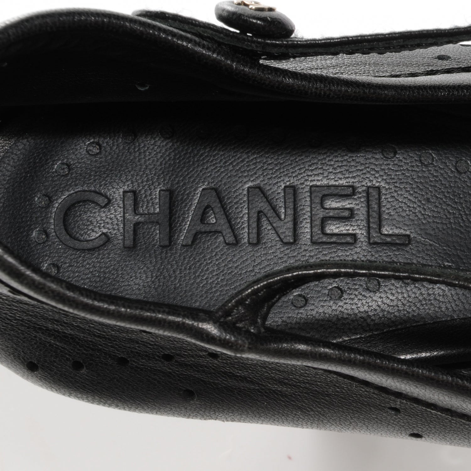 Chanel Perforated Mary Jane Peep Toe Pumps Black 40 7 of 7