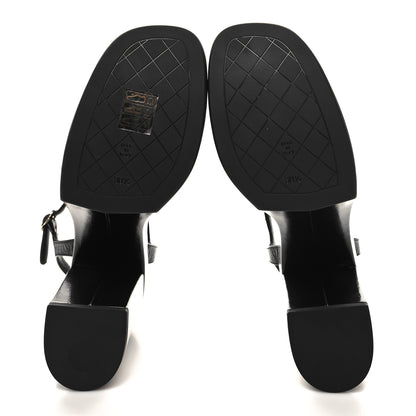 Chanel Calfskin CC Platform Sandals 38.5 Black 5 of 9